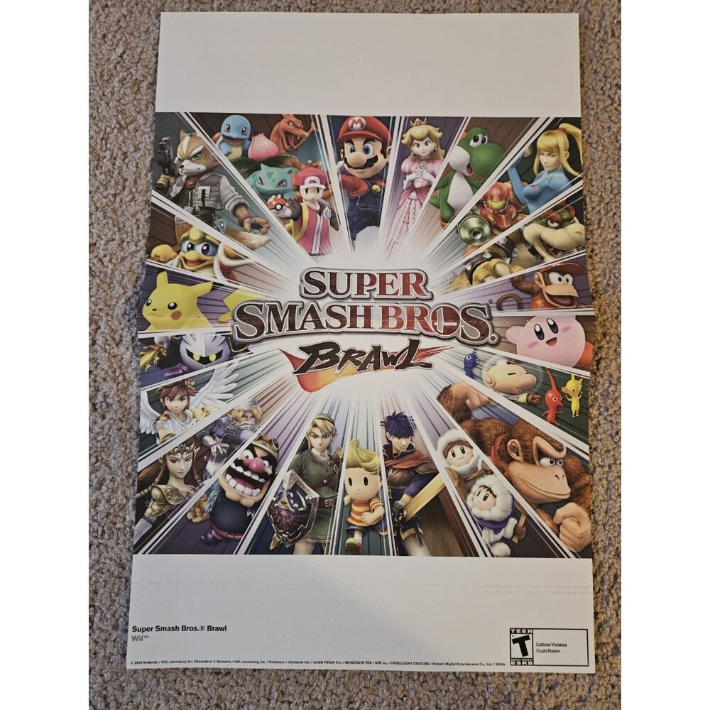 Super Smash Bros Brawl/Super Paper Mario 15.5''x11.5'' Double Sided Poster